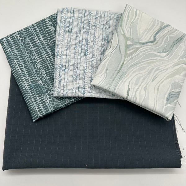 MEGA DEAL: Fat Quarter Trio Shell Rummel 'Brushstrokes' + 1/2m Premium Ripstop (148cm wide) in Grey