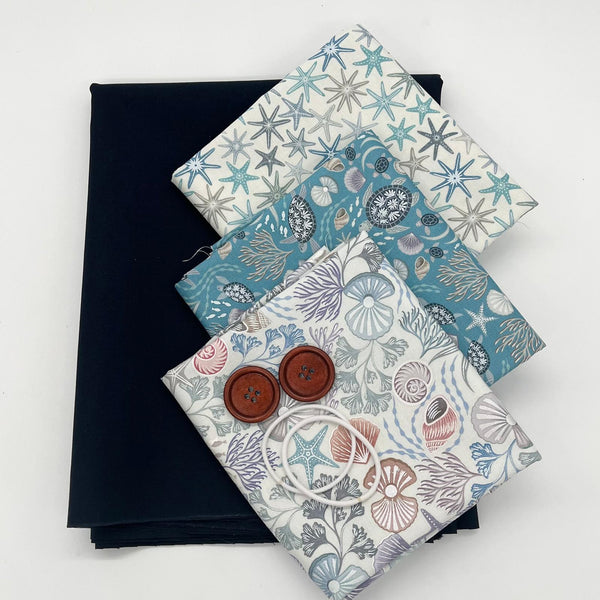 FABRIC KIT: Reversible Cathedral Window Style Cushion: Kit 6 (Navy/Lewis & Irene)