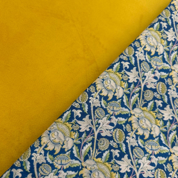 HALF METRE DUO: Chatham Glyn | Crafty Velvets 'Plain' CVP012 Ochre + Cotton Percale 'Art Nouveau' CPR019