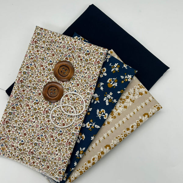 FABRIC KIT: Reversible Cathedral Window Style Cushion: Kit 7 (Navy/Liberty)