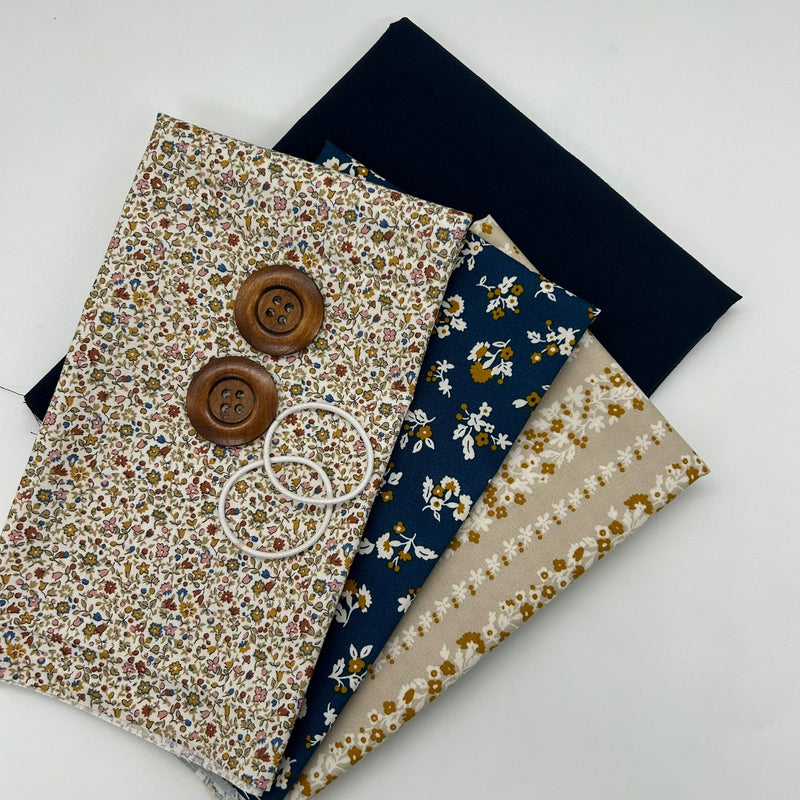 FABRIC KIT: Reversible Cathedral Window Style Cushion: Kit 7 (Navy/Liberty)