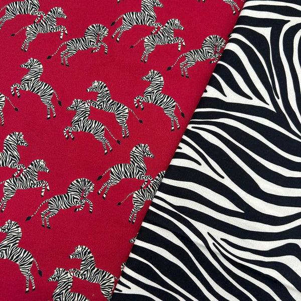 HALF METRE DUO: Cloud9 Fabrics | Zebras 'Just Zebras' 227368 + 'Zebra Stripes' in Black & White 227370