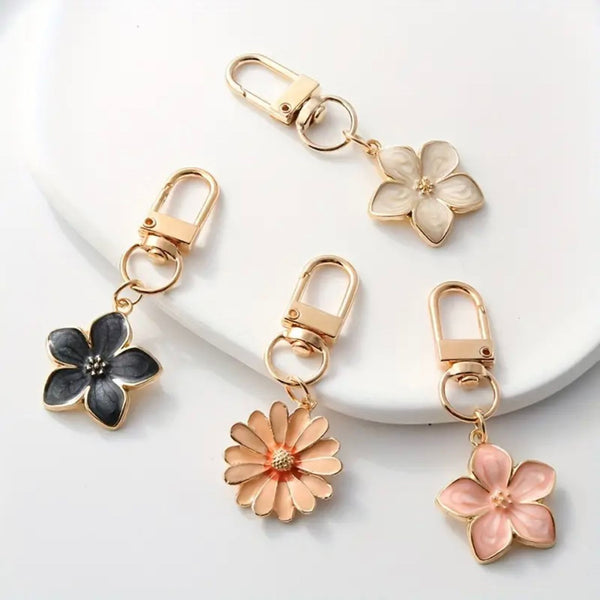 HARDWARE: Clip-On Zip Pull Charms: Pastel Flowers: Set of 4