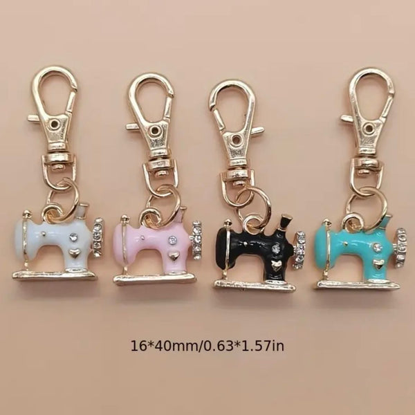 HARDWARE: Clip-On Charms: Rhinestone Sparkly Sewing Machines: Set of 4