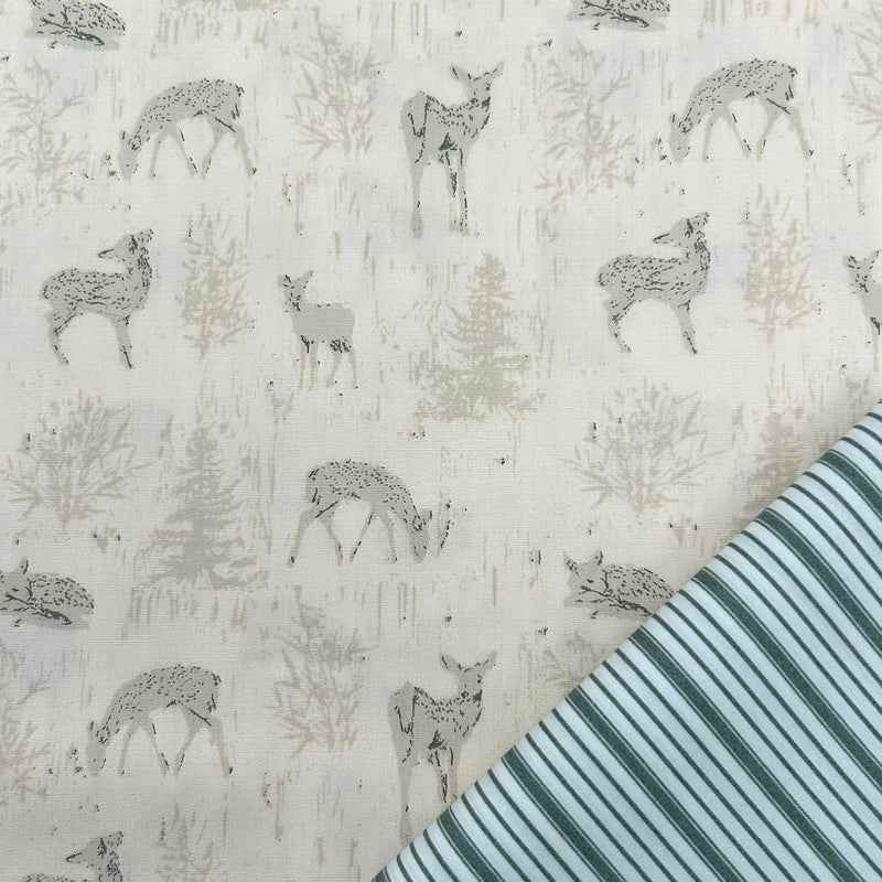 HALF METRE DUO: Sharon Holland for Art Gallery Fabrics | Juniper 'Yearling' Camoflage JUN22106 + 'Timeless Ticking' Sage JUN22109