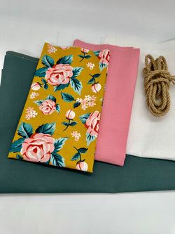 FABRIC KIT: Waxed Base Drawstring Caddy: Hang Tight Studio for Cloud9 Fabrics | Flower Garden 'Romantic Roses' FG227326 Option