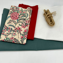 FABRIC KIT: Waxed Base Drawstring Caddy: Dutch Heritage | Dutch Heritage 2034 'Indian Rhapsody' Ecru Option