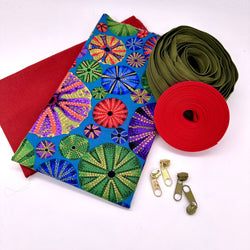 FABRIC KIT + BINDING + ZIP: Spiral Case: KFC 'Urchins' Dark with Terracotta Option