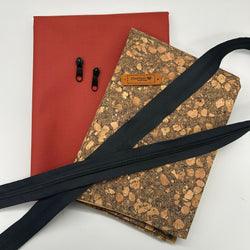 FABRIC KIT: Waterproof Washbag: Water-Repellent Fabric in Terracotta + Lightweight Ink Cork