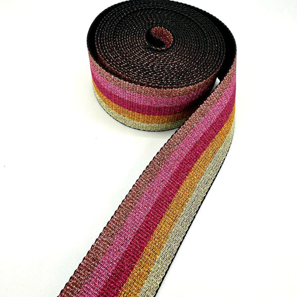 RIBBON: Luxurious Metallic Jacquard: 1.5" Wide x 4 Metre Length: Option A Silver/Gold/Pinks