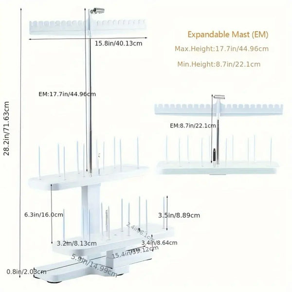 ACCESSORY: Twenty Spool Adjustable Height Thread Stand for Sewing Machines