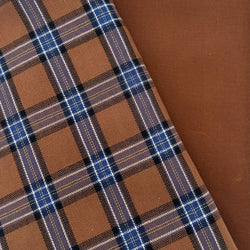 MEGA METRE: 1m Brushed Cotton Tartan in Option 12 Tan / Blue + 1m Waxed Cotton 'Bonneville 6' in Chestnut