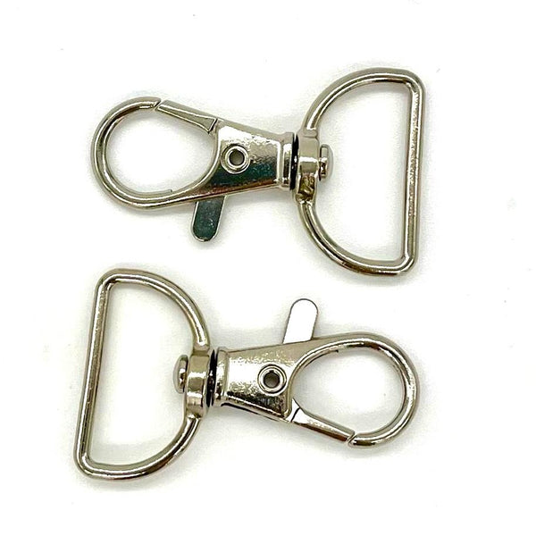 HARDWARE: Two ¾" Lobster Clasp D Ring Swivel Clips: Nickel Silver colour