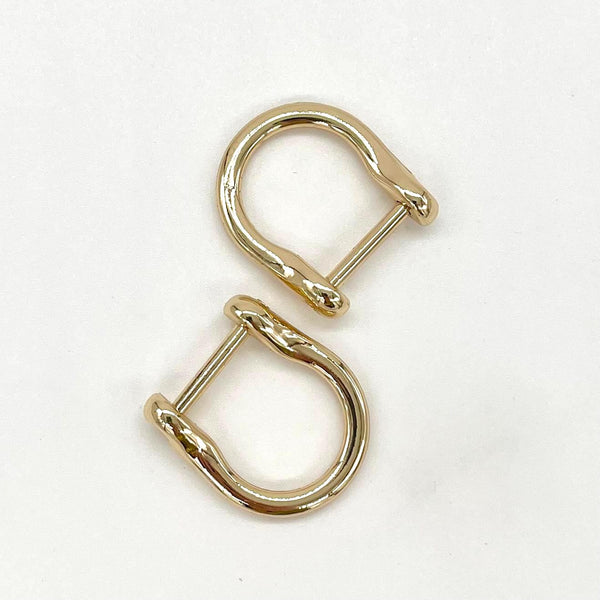 HARDWARE: ¾" CURVY Screw Bar D Rings: One Pair (2 Pieces): Gold colour