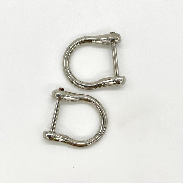 HARDWARE: ¾" CURVY Screw Bar D Rings: One Pair (2 Pieces): Nickel Silver colour