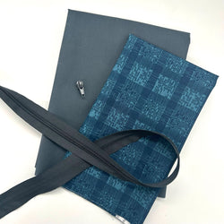 FABRIC + ZIP BUNDLE: Wire Frame Bag: Slate + AGF | Maven 'Timeworn Cloth' Blau