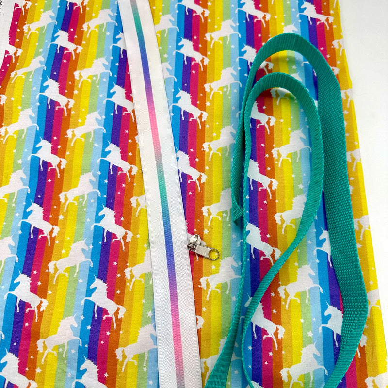 FABRIC + ZIP BUNDLE: Hanging Shoe Bag: 'Rainbow Unicorns' option