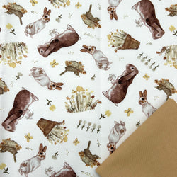 Half Metre Heaven: Dawn Rosengren for Henry Glass & Co | You Are My Sunshine 'Bunny Toss' Cream 1461-43 with Tan