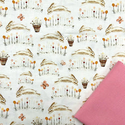 Half Metre Heaven: Dawn Rosengren for Henry Glass & Co | You Are My Sunshine 'Hopping Bunnies' Cream 1464-40 with Blush