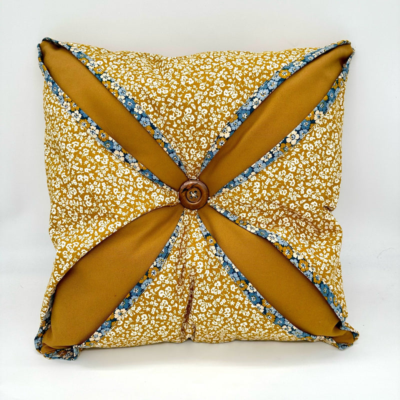 SAMPLE SALE: 26AN: Reversible Cathedral Window Style Cushion: ft Liberty | Denim Florals fabrics