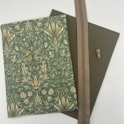 FABRIC + ZIP BUNDLE: Hanging Shoe Bag: 'Snakeshead' Forest Teflon + Leaf Green Waxed Cotton