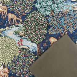 HALF METRE DUO: Chatham Glyn | Luxury Weight Cotton Rich Tapestry Fabric 'The Brook' Blue NWW025 + Leaf Green Wax