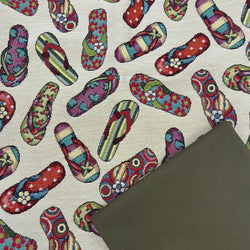 HALF METRE DUO: Chatham Glyn | Luxury Weight Cotton Rich Tapestry Fabric 'Flip Flop' NWT078 + Leaf Green Wax