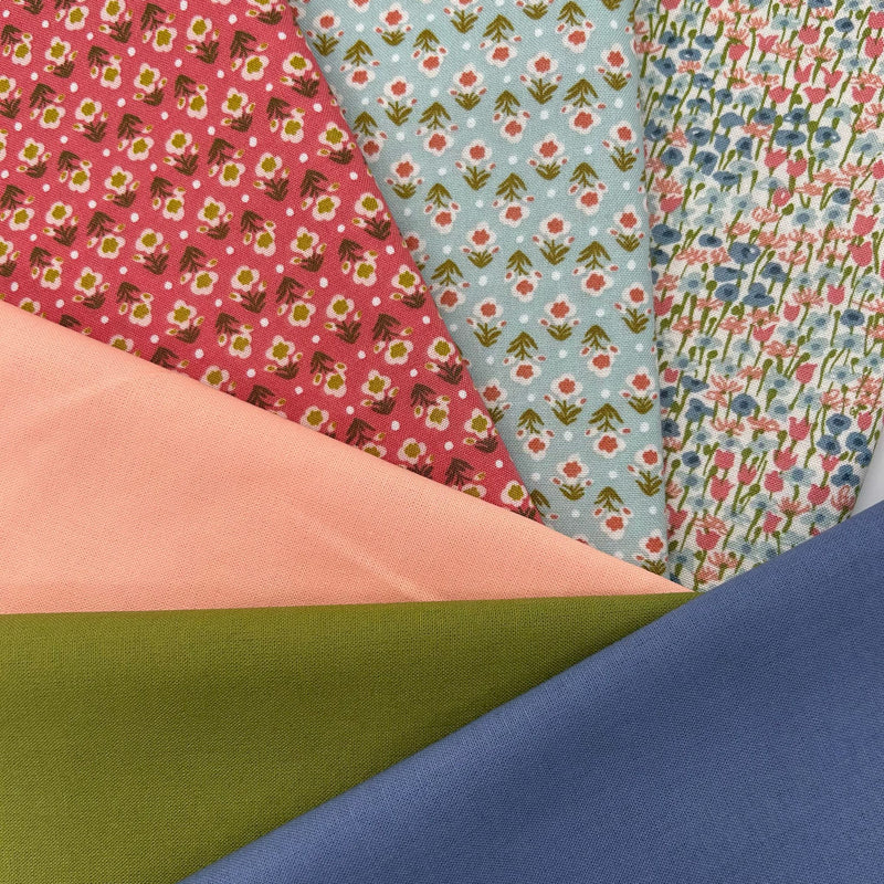 FABRIC BUNDLE: 6 x LQ: Three LQ Liberty | Botanist's Walk (Joy Meadow 409B, Posy Breeze 410B + 410C) + Three LQ Plains