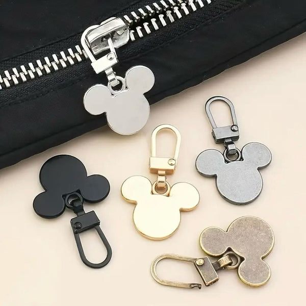 HARDWARE: Clip-On Zip Pull Charms: Mouse Head shape: Set of 5 (assorted colours)