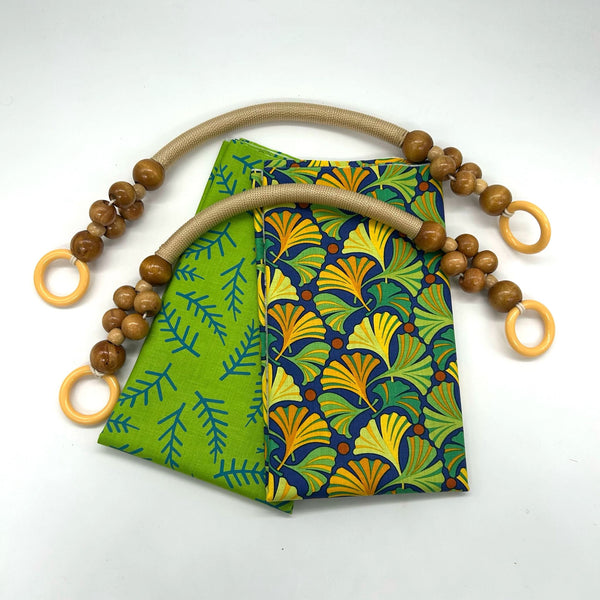 FABRIC KIT: Hippie Handle Bag: Jane Sassaman | Flower Dance 'Small Gingko' Multi + 'Twigs' Green option