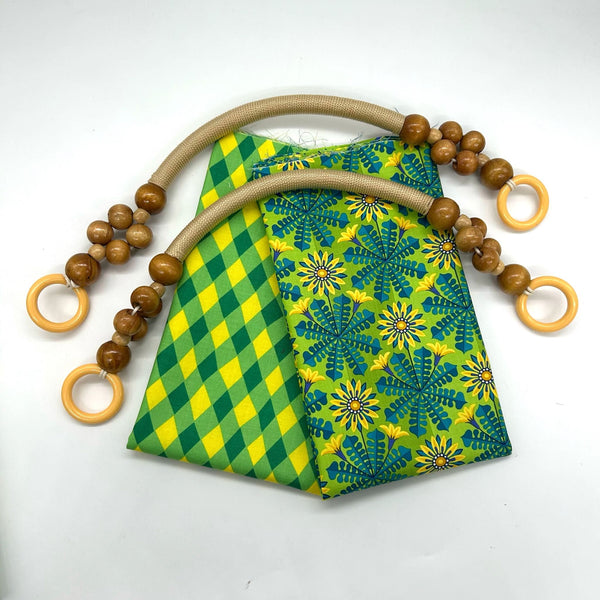 FABRIC KIT: Hippie Handle Bag: Jane Sassaman | Flower Dance 'Gazania' Turquoise + 'Diamonds' Green option