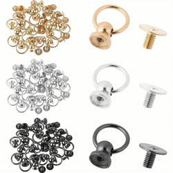 HARDWARE: 60pcs Screwback Round Head Rivet Studs with O Rings (in Gold, Nickel Silver and Gunmetal Black colours)