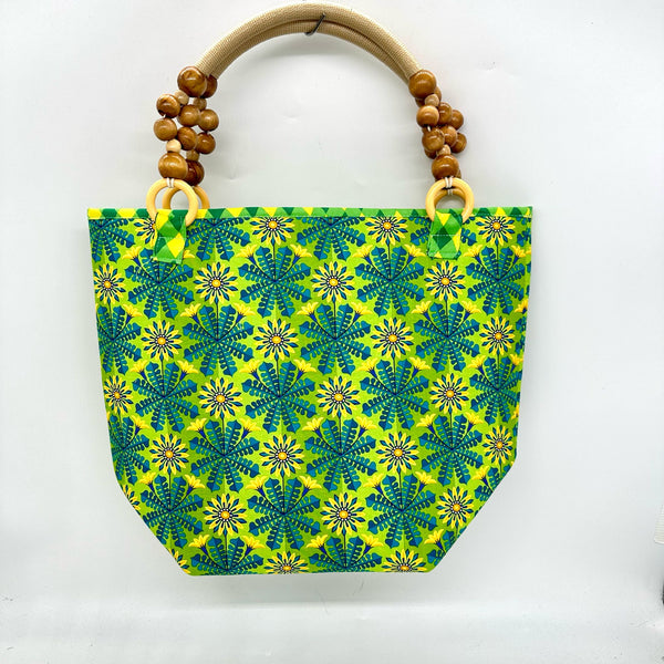 FABRIC KIT: Hippie Handle Bag: Jane Sassaman | Flower Dance 'Gazania' Turquoise + 'Diamonds' Green option