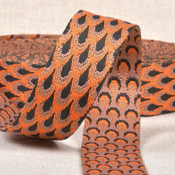 Webbing: 1½" / 38mm Wide: Peacock Design: by the METRE: Orange