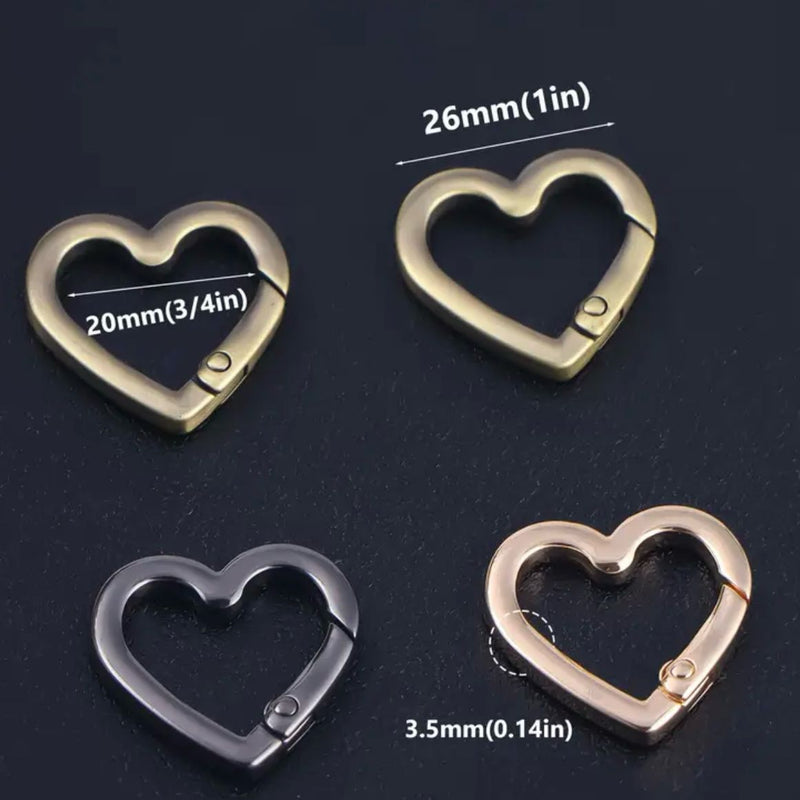 SPECIAL BUY: Five 20mm HEART SHAPE Spring Rings: Antique colour