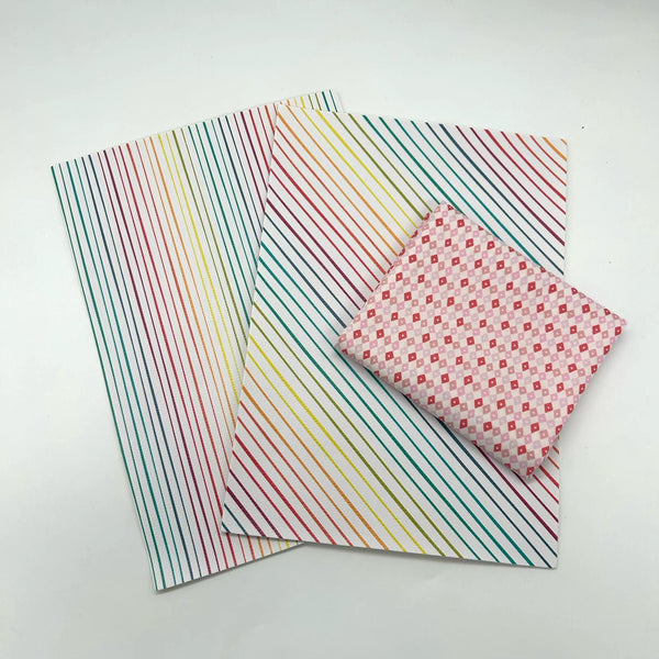 FABRIC BUNDLE: Two A4 Sheets PU + FQ Liberty | Garden Party 'Jester' Picnic Trifle 7335C: RAINBOW Option D