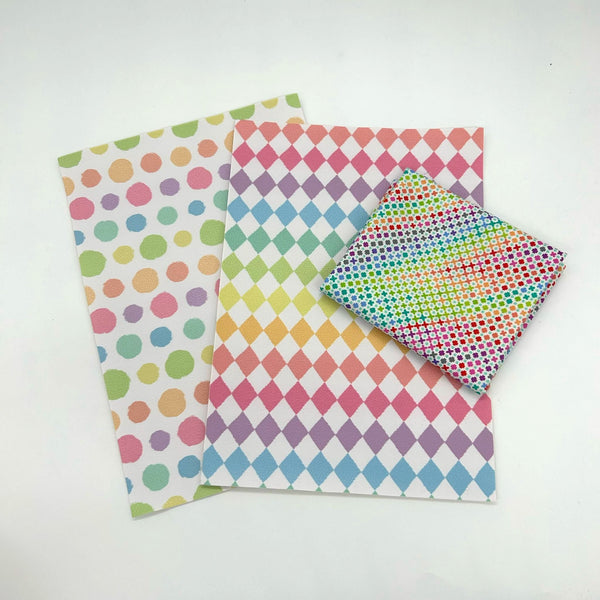 FABRIC BUNDLE: Two A4 Sheets PU + FQ Tula Pink | Roar! 'Northern Lights': RAINBOW Option G