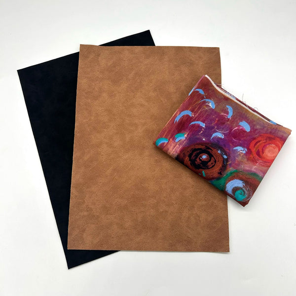 FABRIC BUNDLE: Two A4 Sheets SUEDE-EFFECT PU + FQ George Mendoza | Dance of Dreams 'Apocalypse' Puce PWGM021.PUCE: Option I