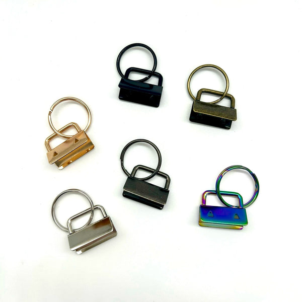 HARDWARE: Set of Six Key Fobs: 1": Assorted colours