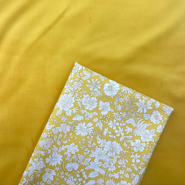 FABRIC DUO: ½m Chatham Glyn | Crafty Velvets 'Plain' CVP012 Ochre + XXL FQ Liberty | Emily Blossom: 0166W7405A SUNSHINE YELLOW