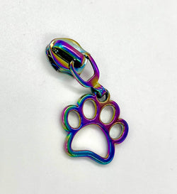 HARDWARE: Metal Zip Slider with Hollow PAW: Size 5: Rainbow colour