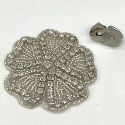 Craft Corner | Heat-Bonded Rhinestone Appliqué Rosette + 14mm Magnetic Clasp in Silver colour