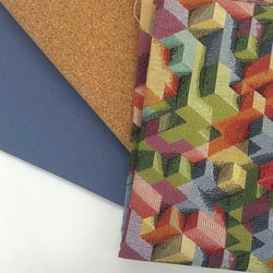 FABRIC TRIO: 1/2m Tapestry Fabric 'Spectrum' + 1/2m Slate + LQ Small Grain Cork