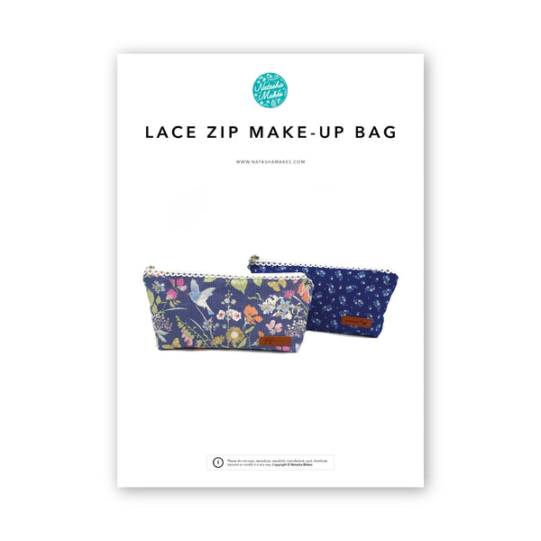 INSTRUCTIONS: Lace Zip Make Up Bag: PRINTED VERSION