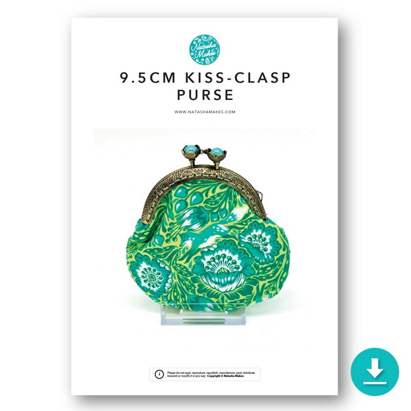 INSTRUCTIONS WITH TEMPLATE: 9.5cm Kiss Clasp Purse: DIGITAL DOWNLOAD